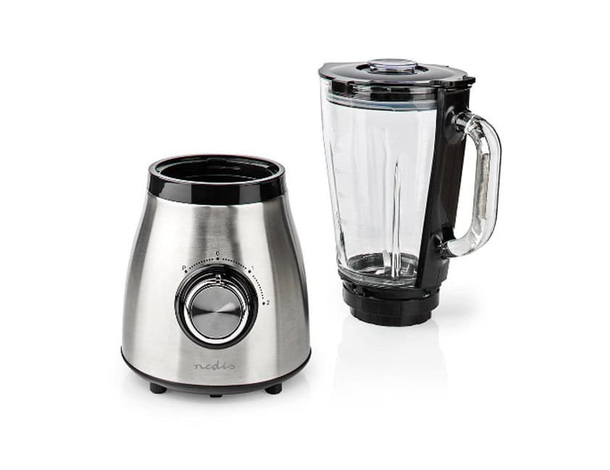 Frullatore 800W con brocca in vetro 1,5L: 2 velocità, lame inox, lavabile in...