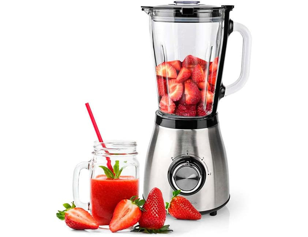 Frullatore 800W con brocca in vetro 1,5L: 2 velocità, lame inox, lavabile in...