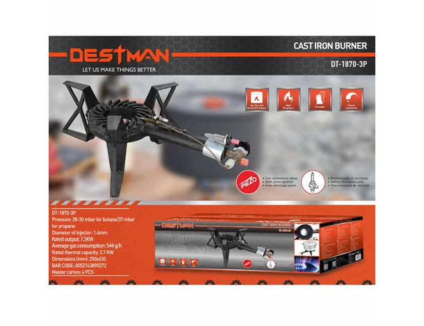 Fornello in ghisa Destman DT-1870-3P: potente, versatile e sicuro per...