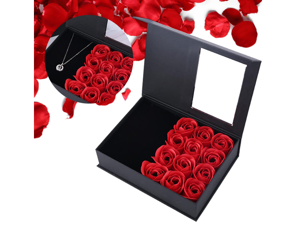 Scatola Regalo per Gioielli Rose Rosse Artificiali profumate Confezione...