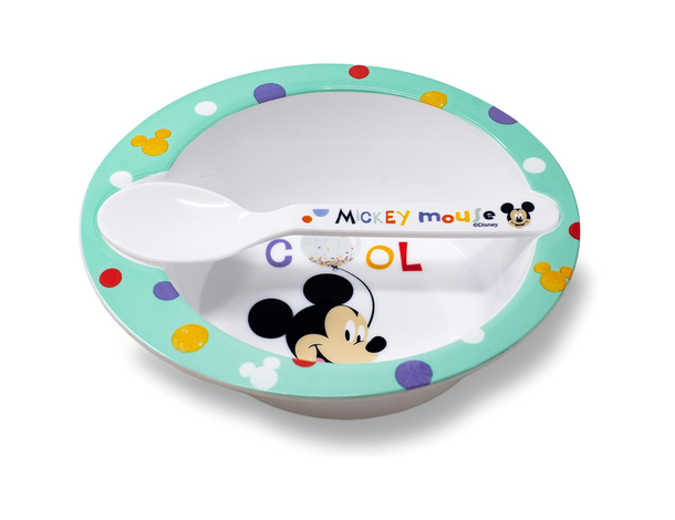 Set Pappa Bambini Disney Mickey Mouse 2 pezzi, plastica senza BPA, lavabile,...