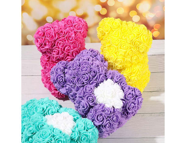Orso Orsetto di Rose Artificiale gialle, Bouquet di Fiori Regalo romantico,...