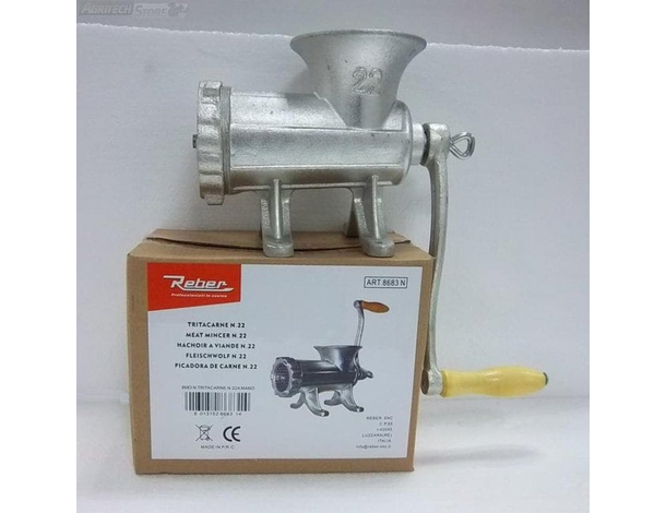 Tritacarne Manuale Reber N.22 Struttura in Ghisa Stagnata Alimentare,...