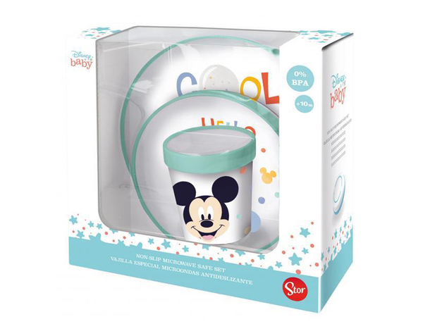Gift Set Pappa Bambini Disney Mickey Mouse da 3 pezzi, in plastica senza BPA,...