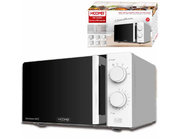Forno a Microonde Hoomei 700W, 20L: compatto, 6 livelli potenza, timer 30...