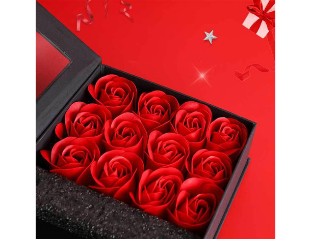 Scatola Regalo per Gioielli Rose Rosse Artificiali profumate Confezione...