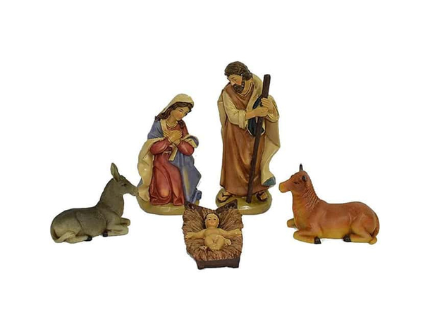 Set 5 pz Natività Classica Presepe,Statuine in Resina Dipinta Personaggi...