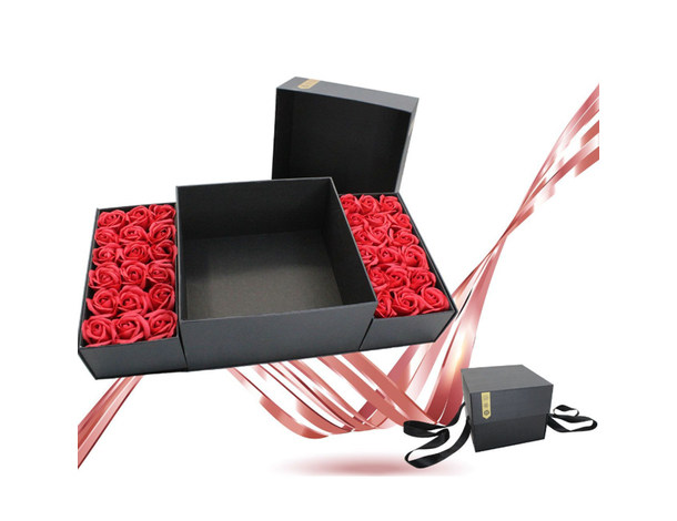 Elegante box regalo che si apre rose profumate e scomparto idea romantica San...