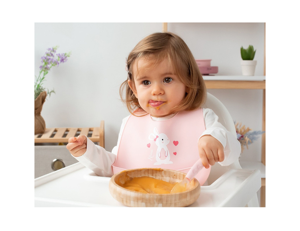 Bavaglino in silicone con tasca Coniglietto: impermeabile, regolabile,...