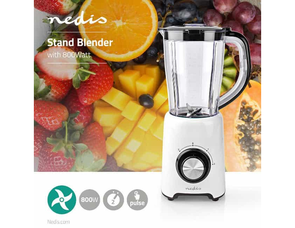 Frullatore Nedis 800W, brocca 1,5L, 2 velocità, lame in acciaio inox, design...