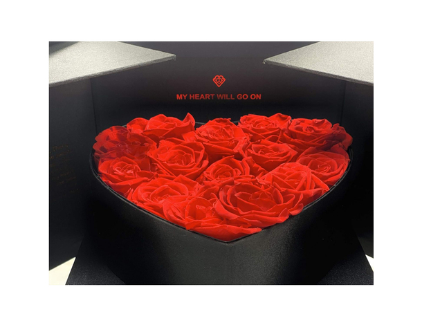 Romantico box regalo con rose profumate a forma di cuore e cassettino:...