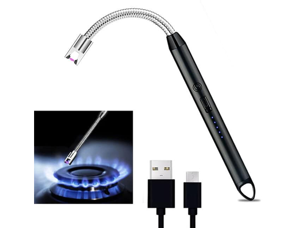 Accendino Elettrico Antivento Ricaricabile, Flessibile a 360° con Blocco di...