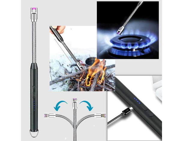 Accendino Elettrico Antivento Ricaricabile, Flessibile a 360° con Blocco di... Accendino Elettrico Antivento Ricaricabile, Flessibile a 360° con Blocco di...