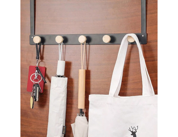 Appendiabiti da porta in metallo e bambù, 2-4 ganci, design moderno, facile...
