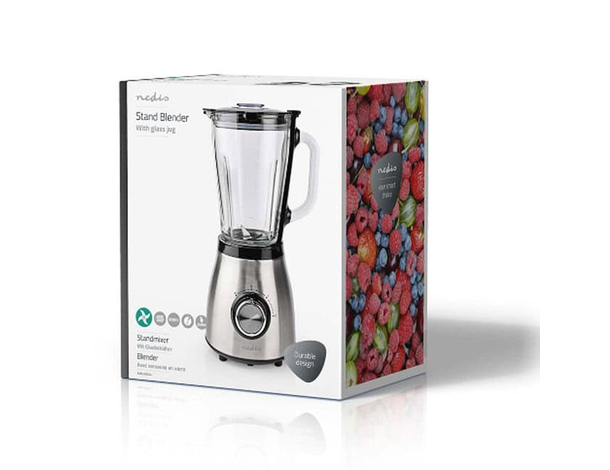 Frullatore 800W con brocca in vetro 1,5L: 2 velocità, lame inox, lavabile in...