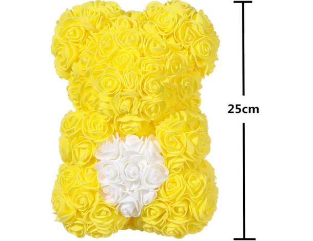 Orso Orsetto di Rose Artificiale gialle, Bouquet di Fiori Regalo romantico,...