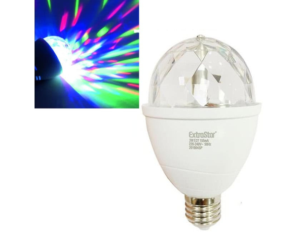 Lampadina LED RGB E27 3W: effetto caleidoscopico, rotazione 180°, ideale per...