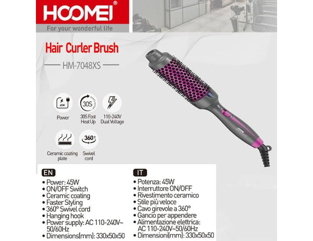 Spazzola Arricciacapelli in Ceramica, Riscaldamento Rapido 30s, Ricci...