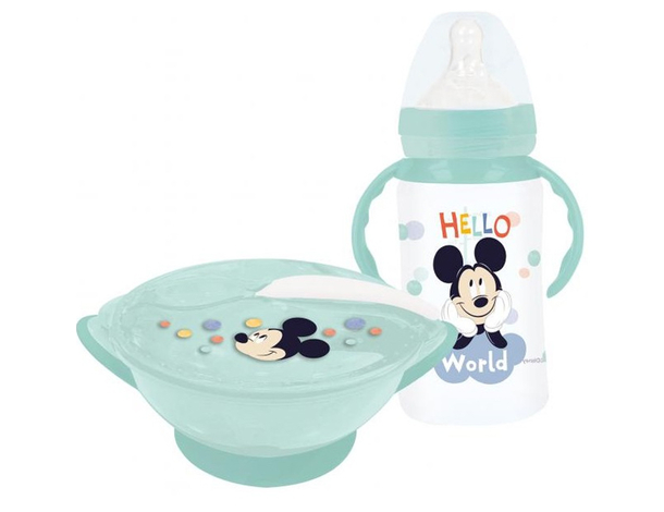 Set Pappa Disney Baby Mickey: Biberon 3 posizioni + Ciotola Antiscivolo con...