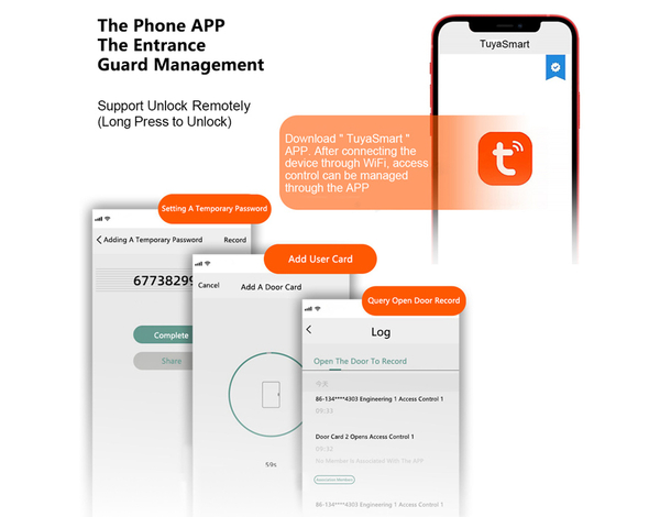 Controllo Accessi Tuya Bluetooth, Espandibile WIFI per controllo remoto,1000...