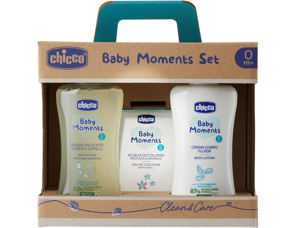 Chicco Baby Moments Set con Bagno Corpo da 200 ml, Crema Corpo 200 ml, Acqua...