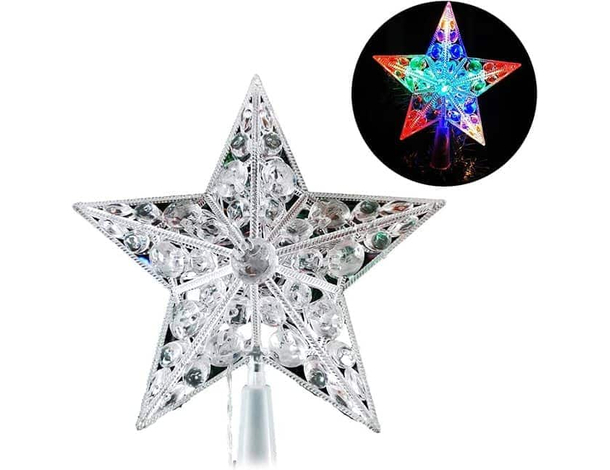Puntale per Albero di Natale 10 LED, Stella con Illuminazione RGB, Ottimo...