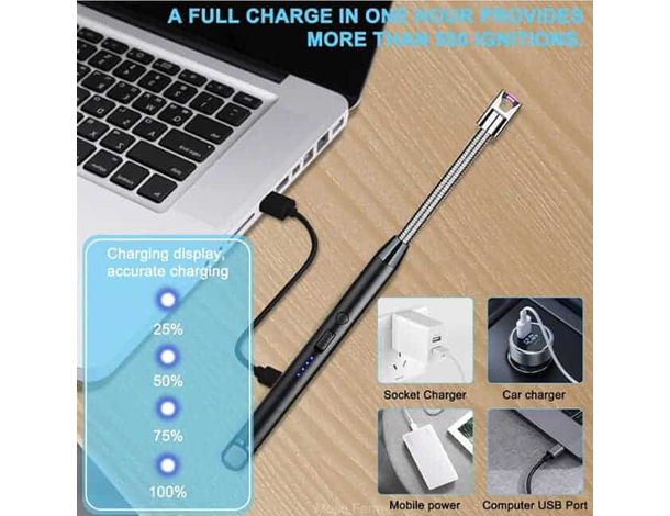 Accendino Elettrico Antivento Ricaricabile, Flessibile a 360° con Blocco di... Accendino Elettrico Antivento Ricaricabile, Flessibile a 360° con Blocco di...