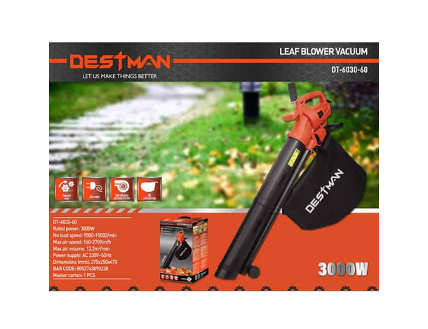 Aspirafoglie elettrico 3 in 1 DESTMAN DT-6030, 3000W, aspira-soffia-sminuzza,...