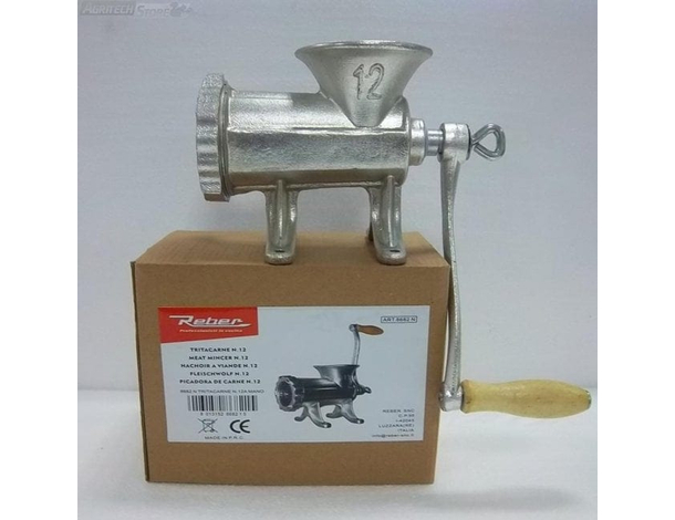 Tritacarne Manuale Reber N.12 con piastra di Fissaggio e manovella con...