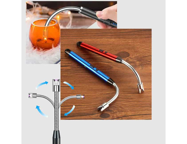 Accendino Elettrico Antivento Ricaricabile, Flessibile a 360° con Blocco di... Accendino Elettrico Antivento Ricaricabile, Flessibile a 360° con Blocco di...