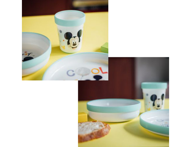 Gift Set Pappa Bambini Disney Mickey Mouse da 3 pezzi, in plastica senza BPA,...