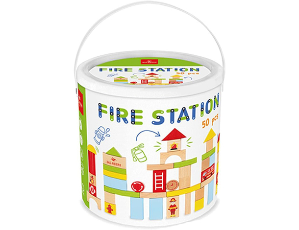 Dal Negro-Fire Station gioco di costruzioni in legno con forme, colori e...