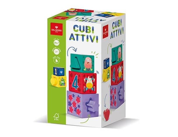 Cubi Attivi: Torre impilabile in legno FSC per bambini 2+ Educativo, sicuro e...