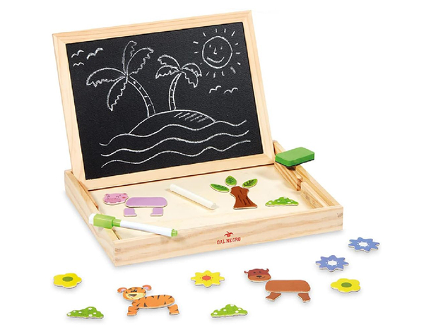 Lavagna Doppia in Legno FSC per bambini 3+ Magnetica e con gessetti, per...