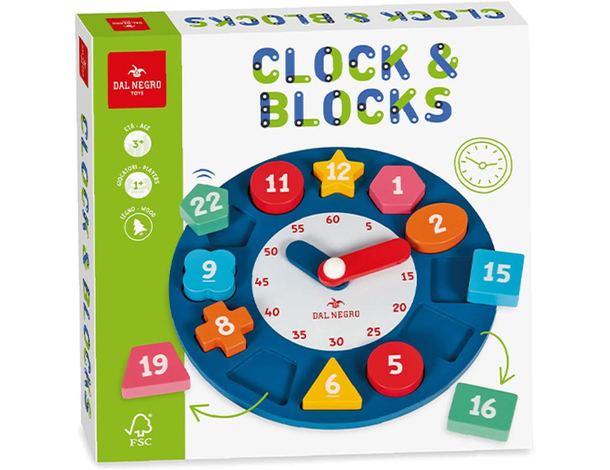 Orologio in legno educativo per bambini 3+ | Impara numeri, forme e ore...