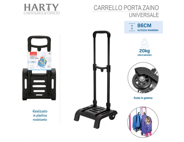 Carrello Porta Zaino Pieghevole per Scuola, Ruote in Gomma, Leggero e...