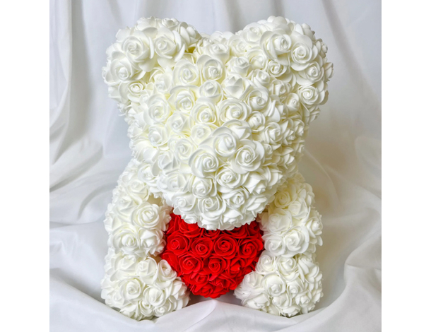 Orso Orsetto di Rose Artificiale rosse,Bouquet di Fiori, Regalo romantico...