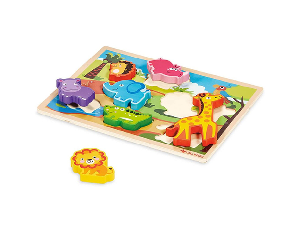Safari Puzzle in Legno FSC per bambini 3+ Gioco educativo ad incastro per...