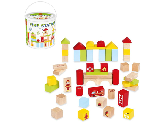 Dal Negro-Fire Station gioco di costruzioni in legno con forme, colori e...