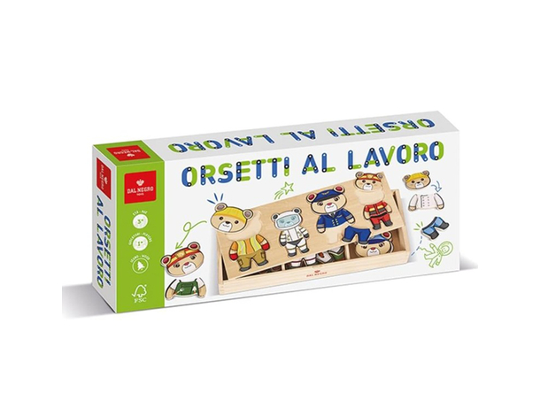 Orsetti al Lavoro: Gioco in legno FSC per bambini 3+ Scopri le professioni...
