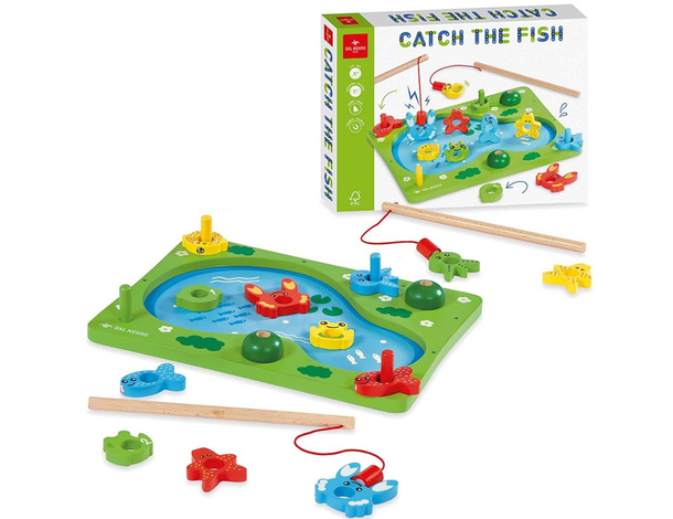 Catch the Fish: Gioco di pesca magnetico in legno per bambini 3+ Educativo,...