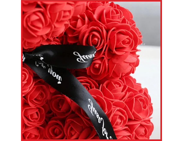 Orso Orsetto di Rose Artificiali rosse,Bouquet di Fiori idea Regalo...