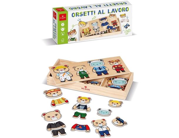 Orsetti al Lavoro: Gioco in legno FSC per bambini 3+ Scopri le professioni...