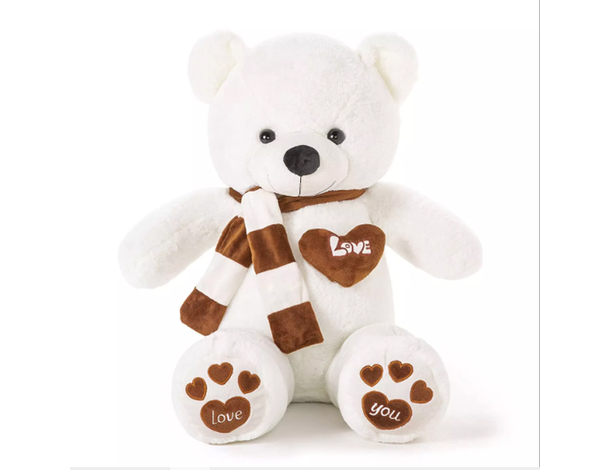 Orso di peluche gigante bianco scritta "Love You", morbido e romantico: idea...