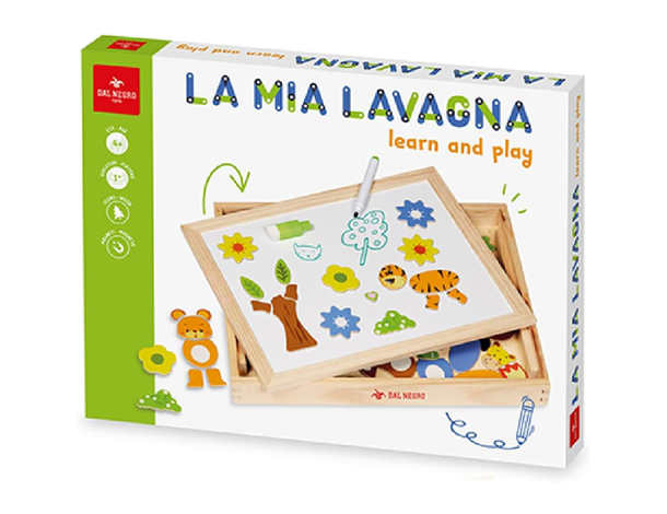 Lavagna Doppia in Legno FSC per bambini 3+ Magnetica e con gessetti, per...
