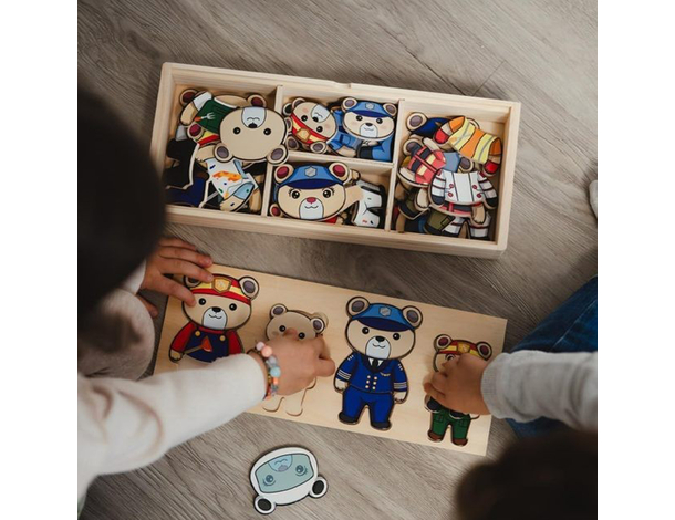 Orsetti al Lavoro: Gioco in legno FSC per bambini 3+ Scopri le professioni...