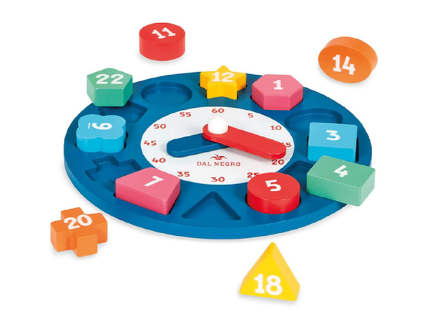 Orologio in legno educativo per bambini 3+ | Impara numeri, forme e ore...