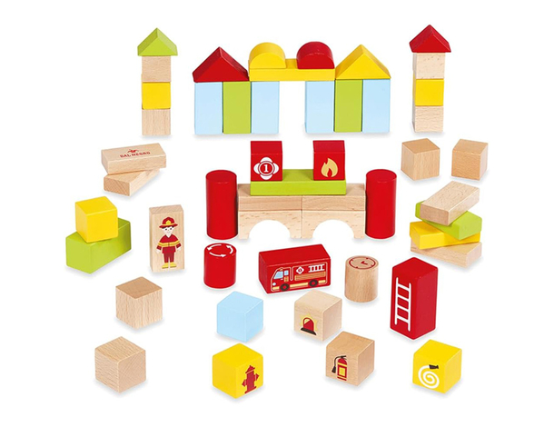 Dal Negro-Fire Station gioco di costruzioni in legno con forme, colori e...