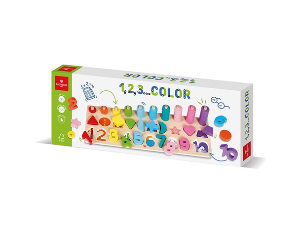 1,2,3... Color: Gioco educativo in legno FSC per bambini 3+ | Impara numeri,...