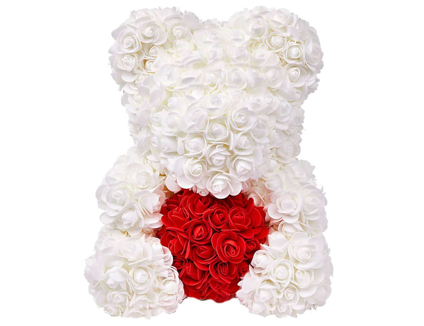 Orso Orsetto di Rose Artificiale rosse,Bouquet di Fiori, Regalo romantico...